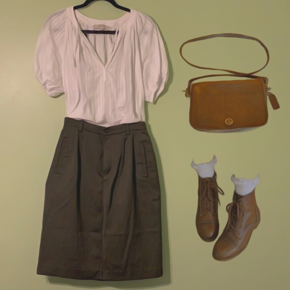 Vintage Olive/Army Green Knee Length Pencil Skirt Liz Claiborne EUC